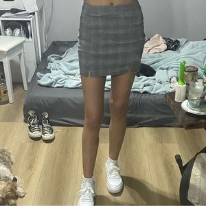 Gray Plaid Mini Skirt